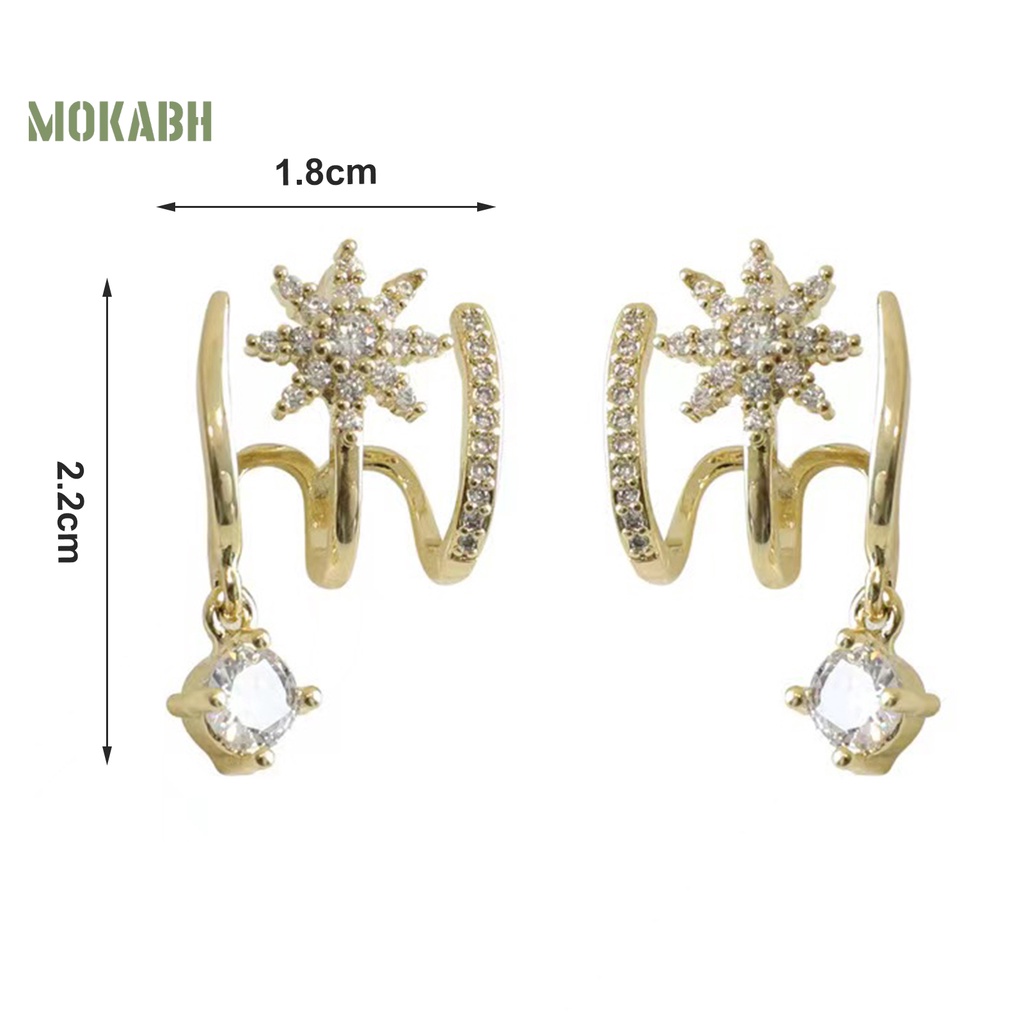 1 Đôi Bông Tai 3 Hàng Đính Đá Không Gây Dị Ứng Thiết Kế Tinh Tế Thời Trang Cho Nữ