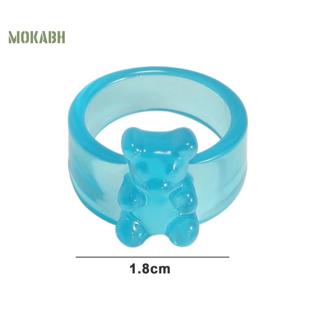 [Mới] Nhẫn Acrylic Trong Suốt Màu Kẹo Hình Gấu Nhỏ Phong Cách Hàn Quốc Cho Nữ