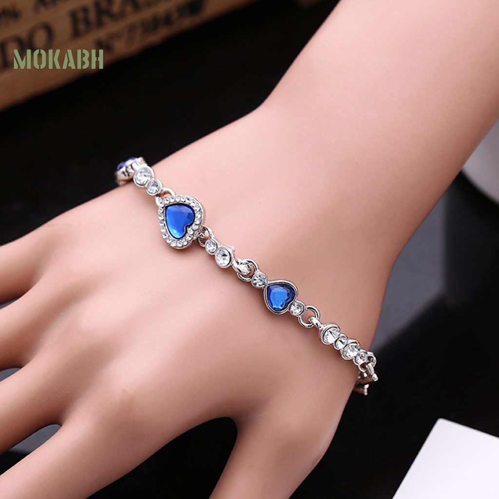 (Hot) Vòng Tay HợP Kim ĐíNh Đá HìNh Tim Xinh XắN