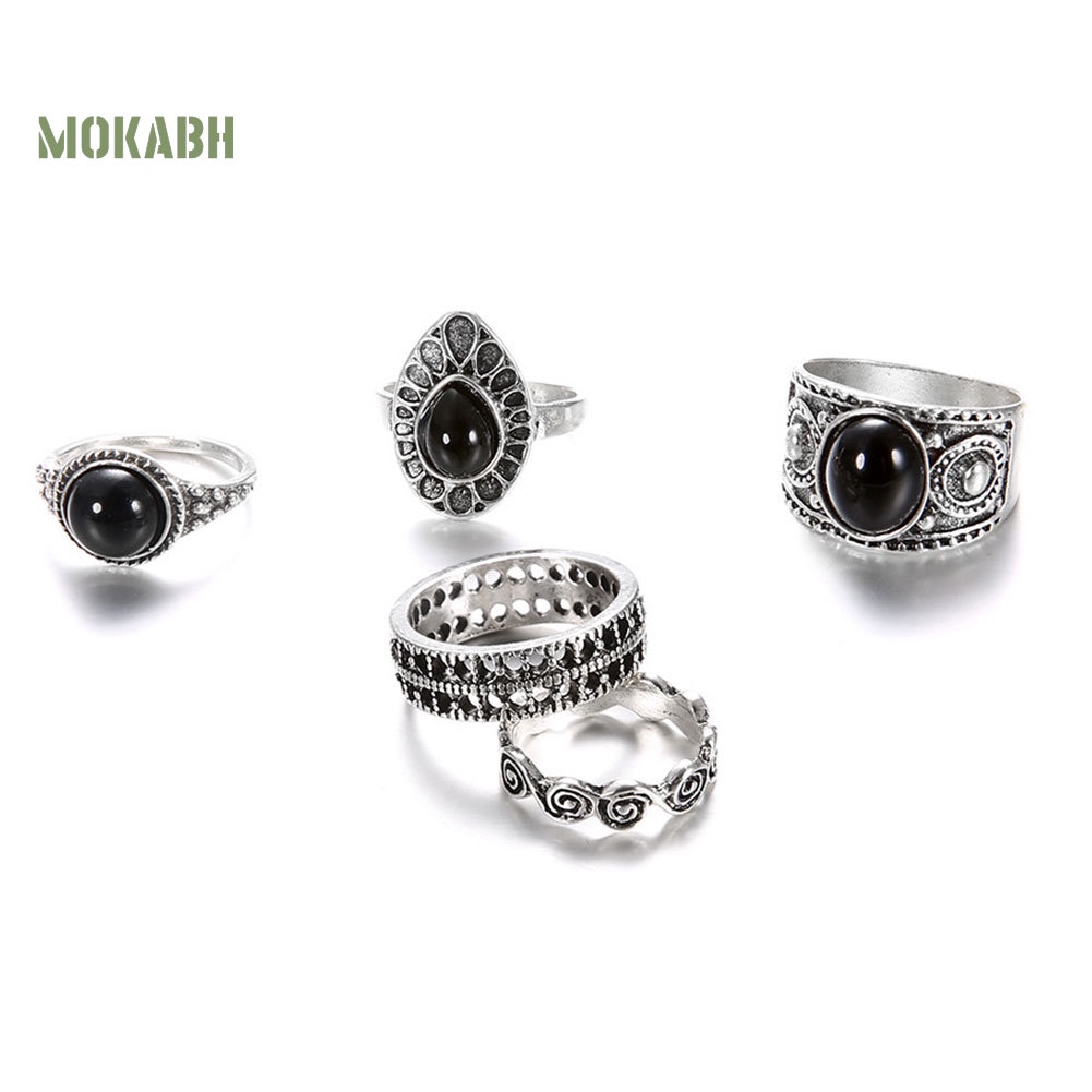 Bộ 5 Nhẫn Đeo Đốt Tay Phong Cách Vintage Xinh Xắn