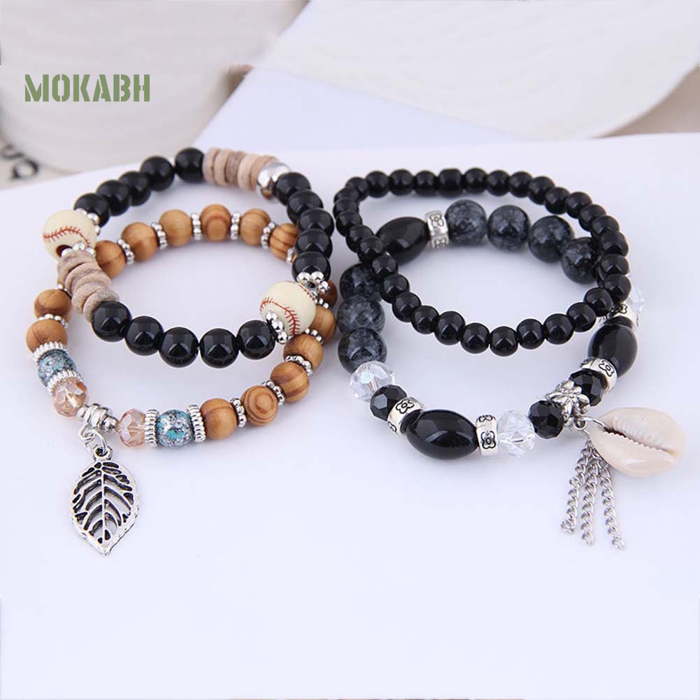 Set 4 Vòng Tay Chuỗi Hạt Phong Cách Bohemian Thời Trang Cho Nữ