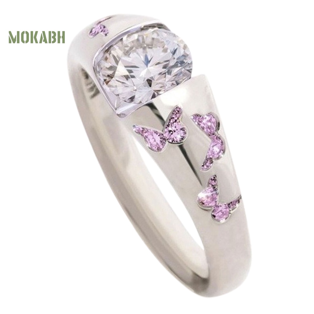 Nhẫn Hợp Kim Họa Tiết Bươm Bướm Đính Đá Zircon Thời Trang Cho Nữ