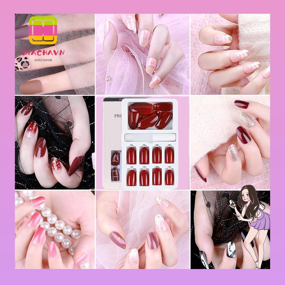 Set 24 Móng Tay Giả Bằng Acrylic Tái Sử Dụng Được