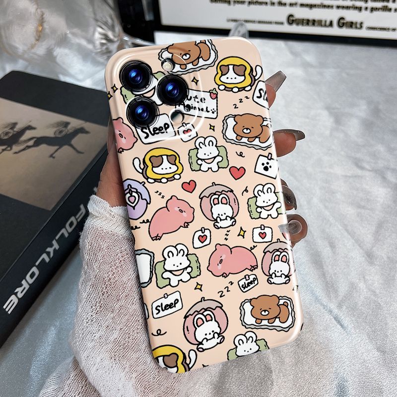 Ốp Điện Thoại Họa Tiết Hoạt Hình Gấu / Thỏ Dễ Thương Cho Iphone Xsmax XS7plus8 iPhone13 / Film 14pro / / xr Apple 1211 MYSI
