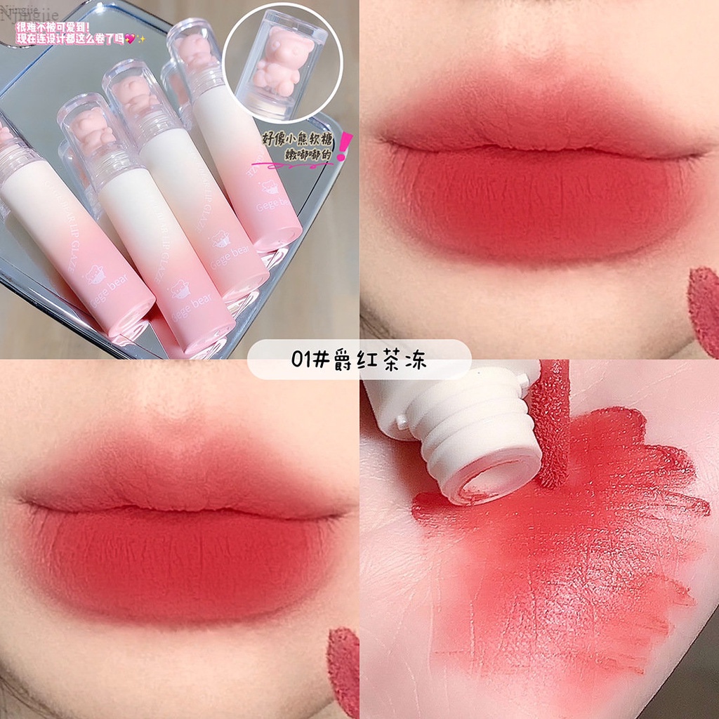 Son Môi Gege Bear Dưỡng Ẩm Lâu Trôi Chống Thấm Nước Không Dễ Phai Màu Thiết Kế Hình Gấu Dễ Thương