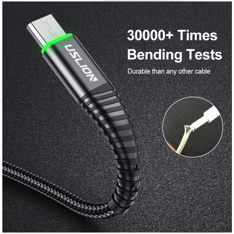 Cáp Sạc Nhanh 3A Có Đèn LED Cho Điện Thoại Samsung Xiaomi Android