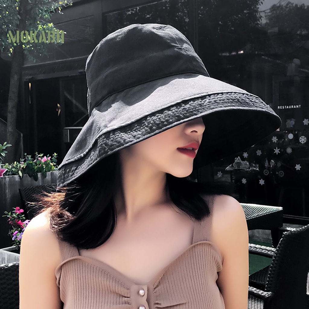 Nón Vành Tròn Màu Trơn Thoáng Khí Thời Trang Mùa Hè Cho Nữ