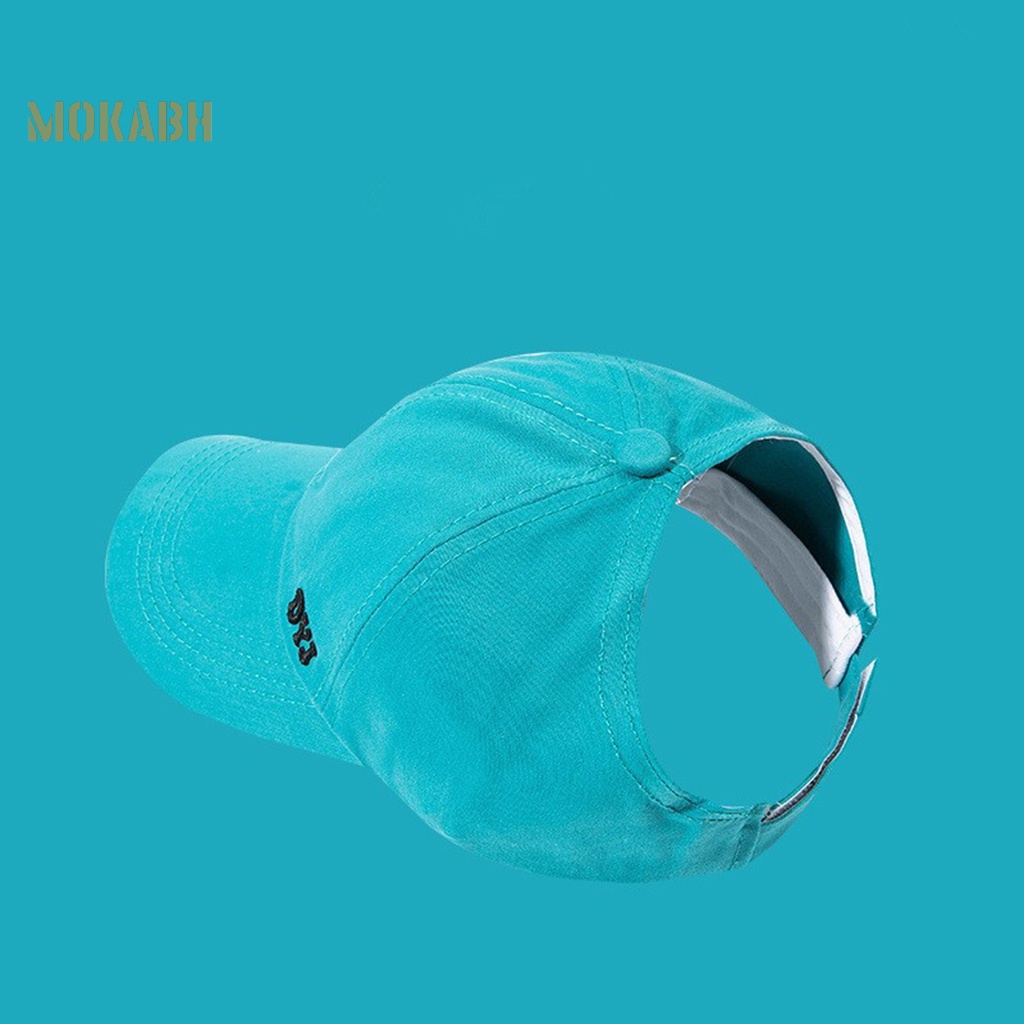 [Mok Abh] Mũ Lưỡi Trai Thể Thao Hở Chóp Thêu Chữ Che Nắng Màu Trơn Có Thể Điều Chỉnh Kích Cỡ Cho Nữ