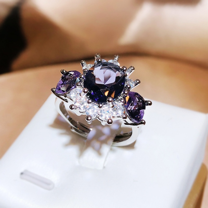 Nhẫn Đính Đá Zircon Kiểu Dáng Đơn Giản Phong Cách Âu Mỹ