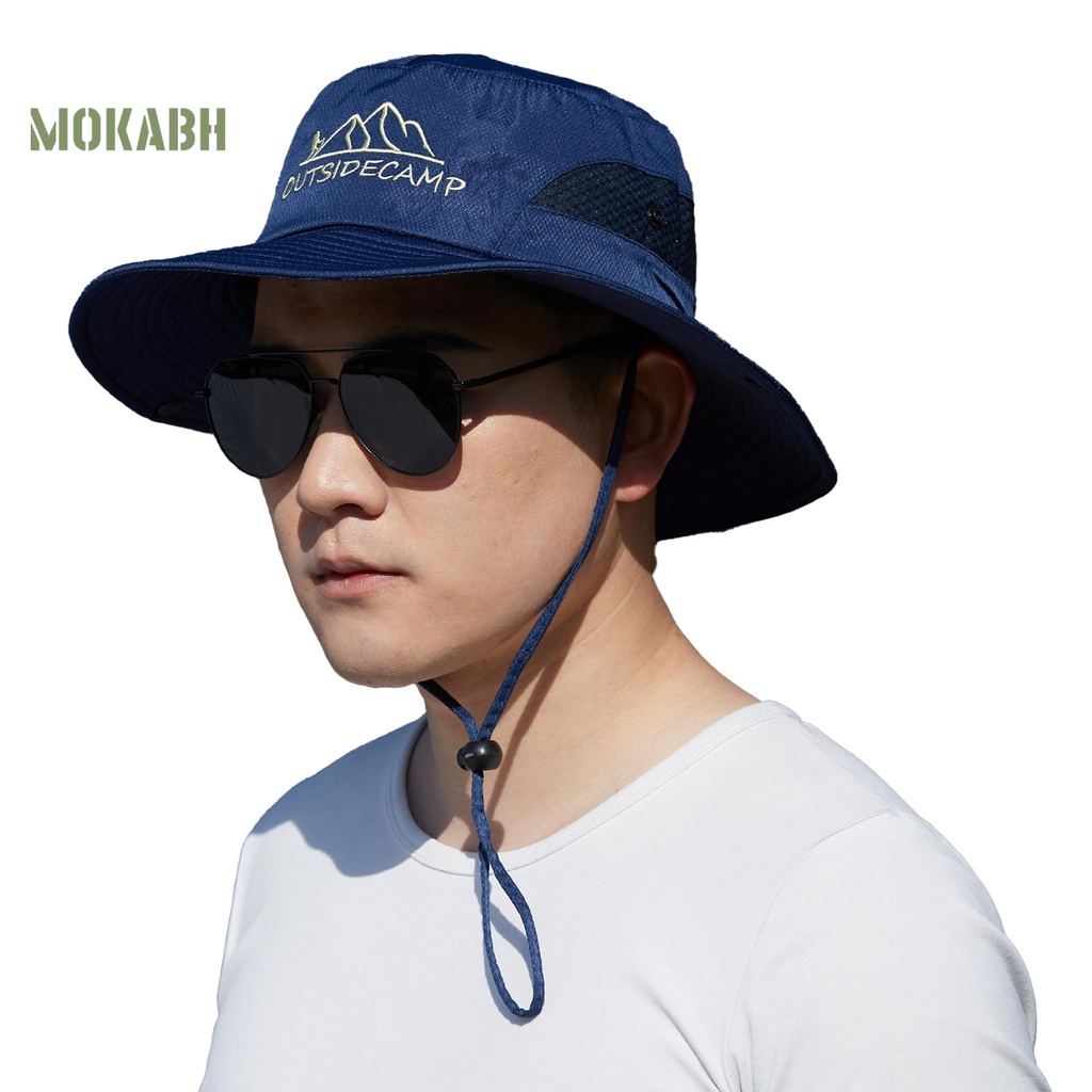 Nón Tai Bèo Phối Lưới Thoáng Khí Thêu Chữ Chống Gió Thời Trang Cho Nam