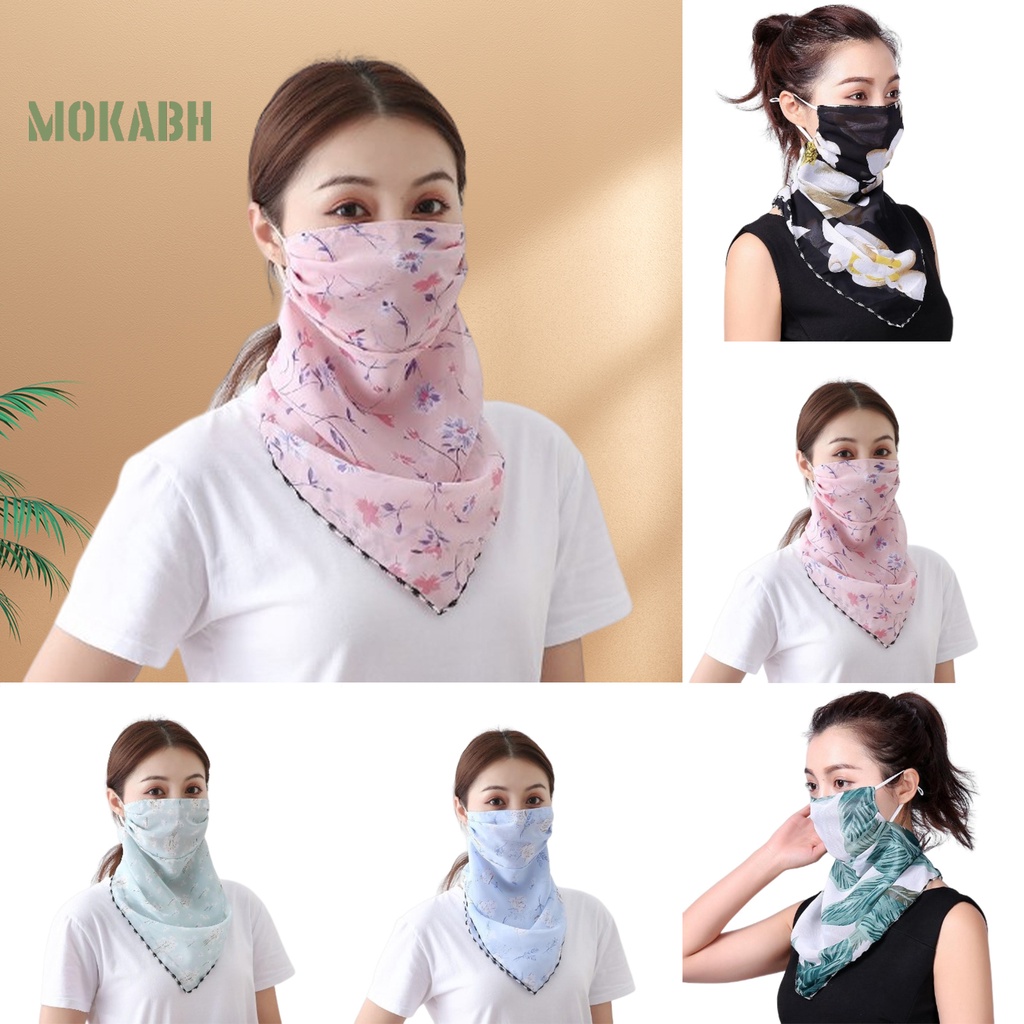 Khăn Choàng Cổ Chống Tia UV Thoáng Khí Chống Bụi Họa Tiết Hoa Có Thể Điều Chỉnh