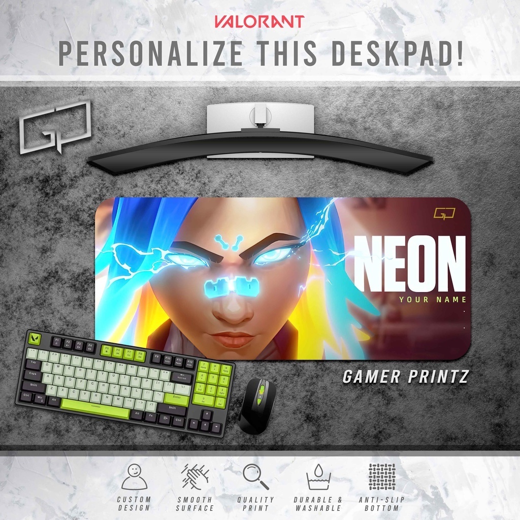 Tấm Lót Chuột / Bàn Phím Chơi Game Màu NEON In Chữ Valorant Cá Tính