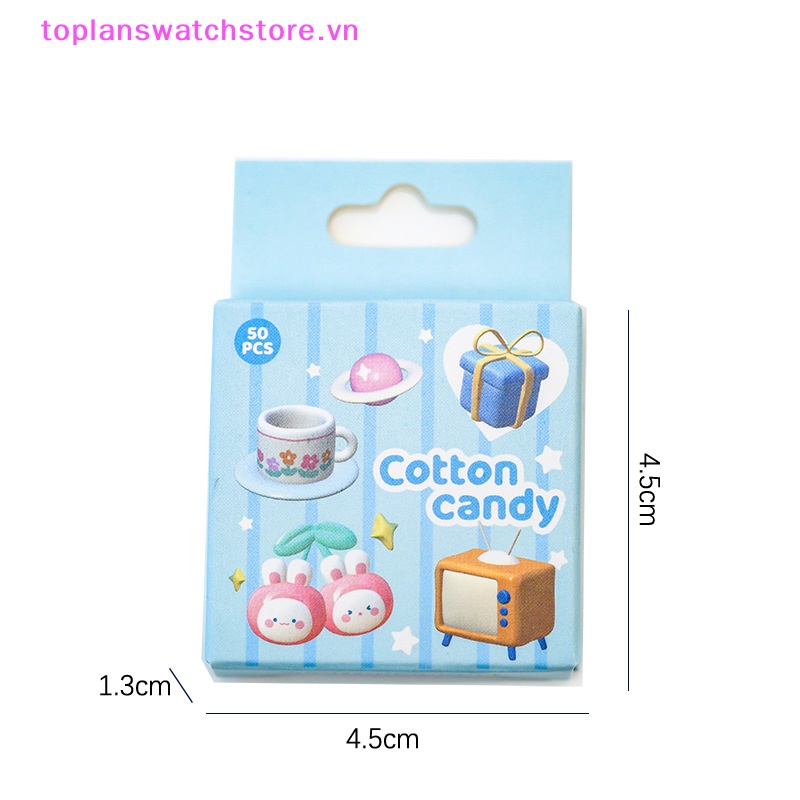 Toplanswatchstore Set 50 Hình Dán Động Vật Marshmallow Trang Trí Sổ Tay Nhật Ký Album Điện Thoại