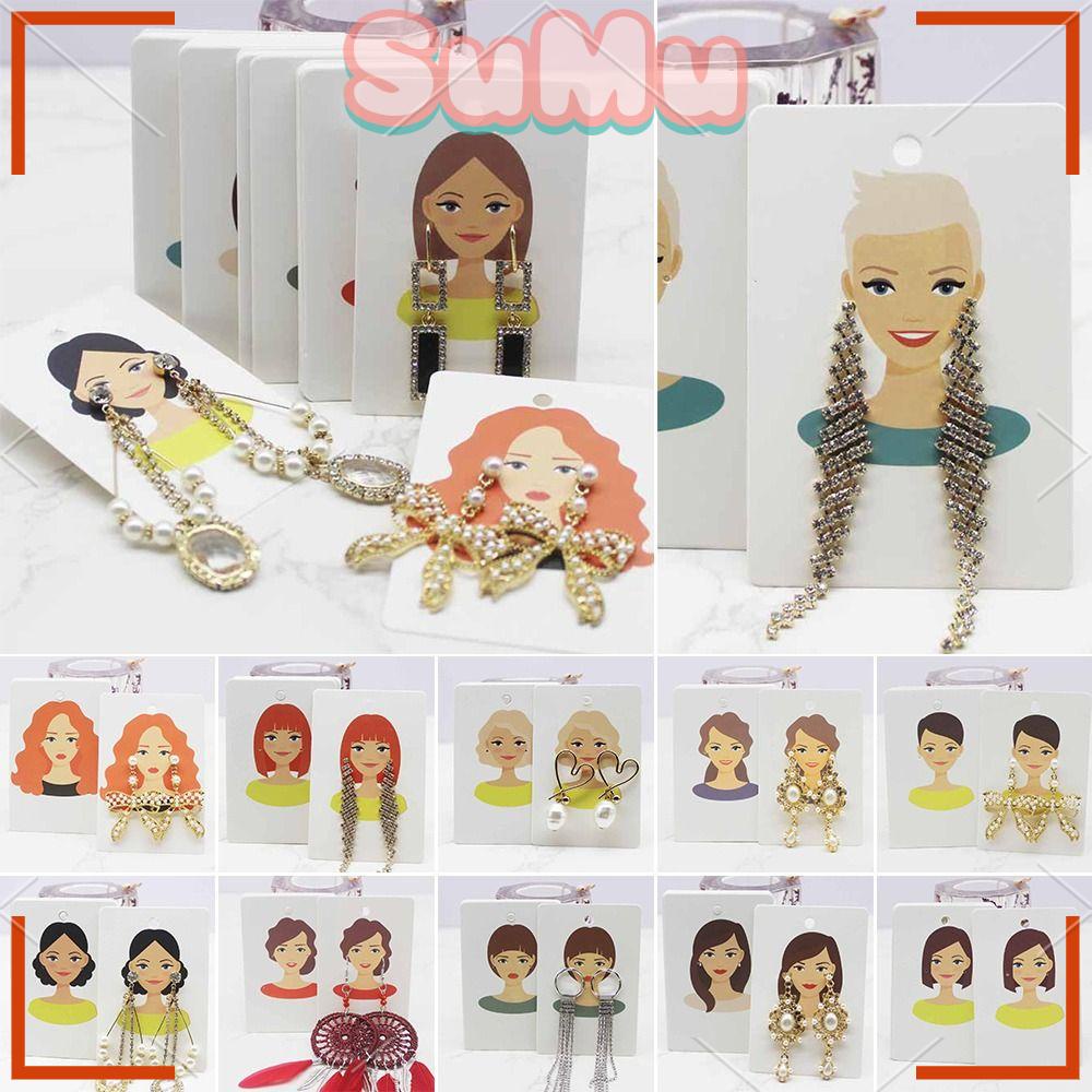 SUMU Set 100 Thẻ Giấy Kraft Họa Tiết Truyện Tranh Tự Làm Bông Tai