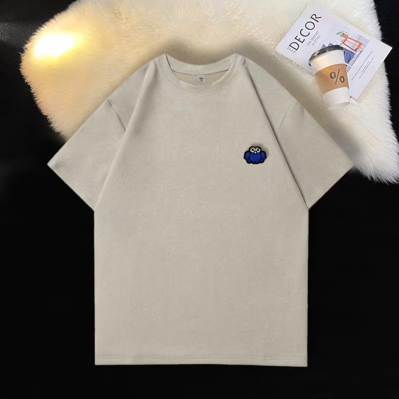 Áo Thun Da Lộn Tay Ngắn Dáng Rộng Thời Trang Mùa Hè Cho Nam