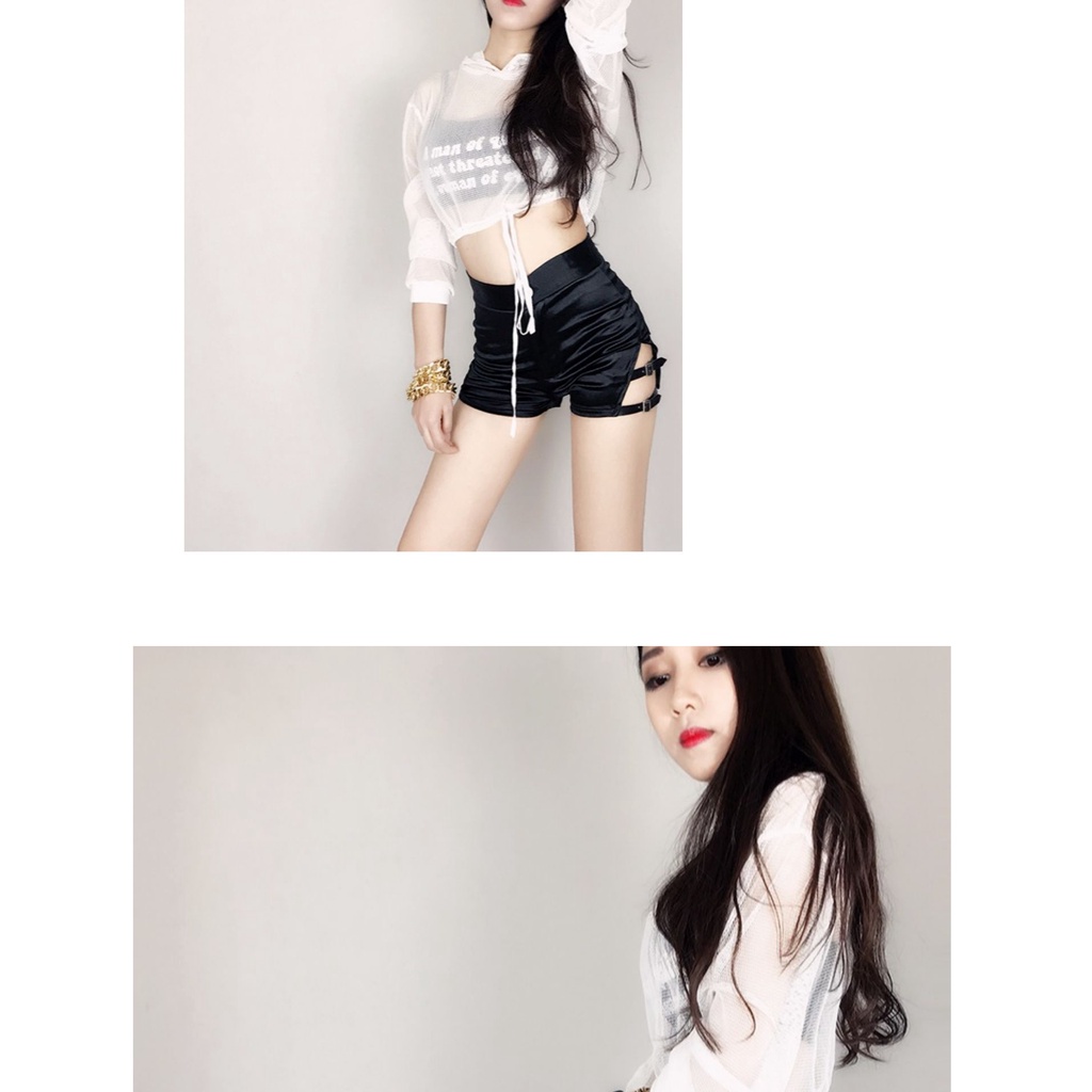 Quần Short Lưng Cao Dáng Ôm Màu Đen Thời Trang Quyến Rũ Cho Nữ