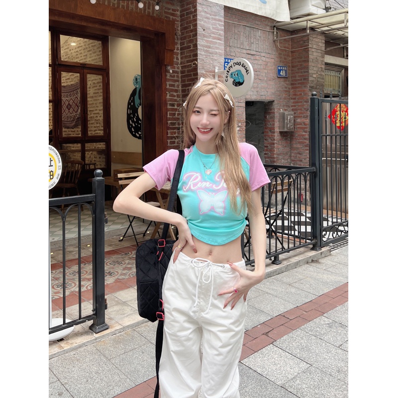 Áo Sơ Mi Ngắn Tay Họa Tiết Bướm Xinh Xắn Theo Phong Cách Mùa Hè Dành Cho Nữ