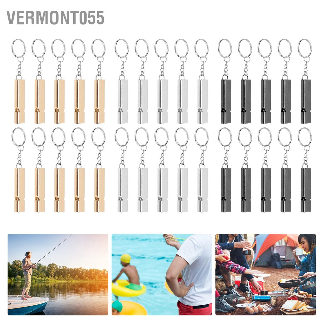 Vermont055 10 Chiếc Hợp Kim Nhôm Khẩn Cấp Còi Sinh Tồn Đôi Ống Tần Số Cao Có Móc Khóa