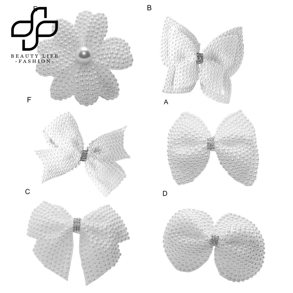 Kẹp Tóc Hình Nơ Đính Đá &amp; Ngọc Trai Giả