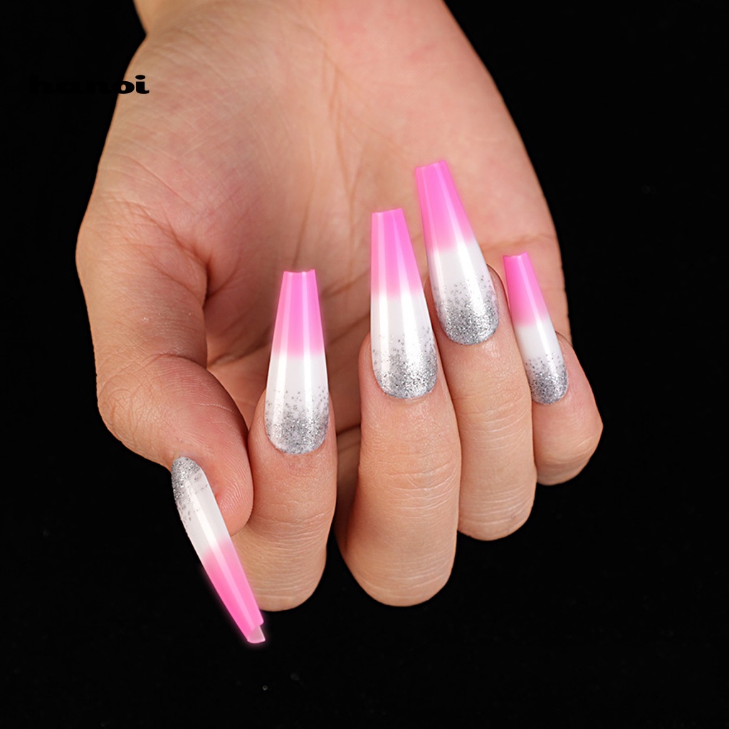 1 Bộ Móng Tay Giả Bằng Nhựa Resin Chống Nước Màu Sắc Sống Động Kèm Keo Dán