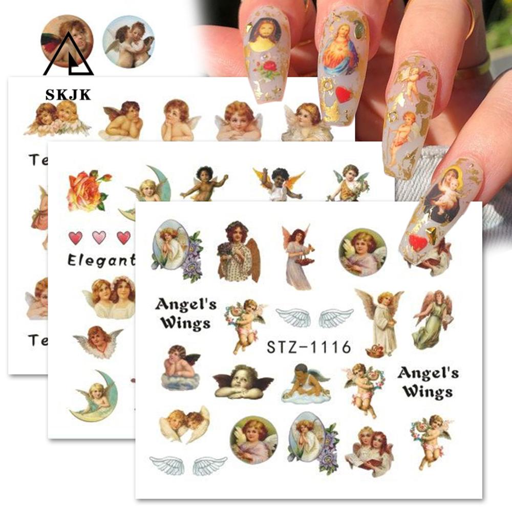 (Hàng Mới Về) Set 5 Nhãn Dán Họa Tiết Cánh Thiên Thần Dùng Để Trang Trí Móng Nghệ Thuật