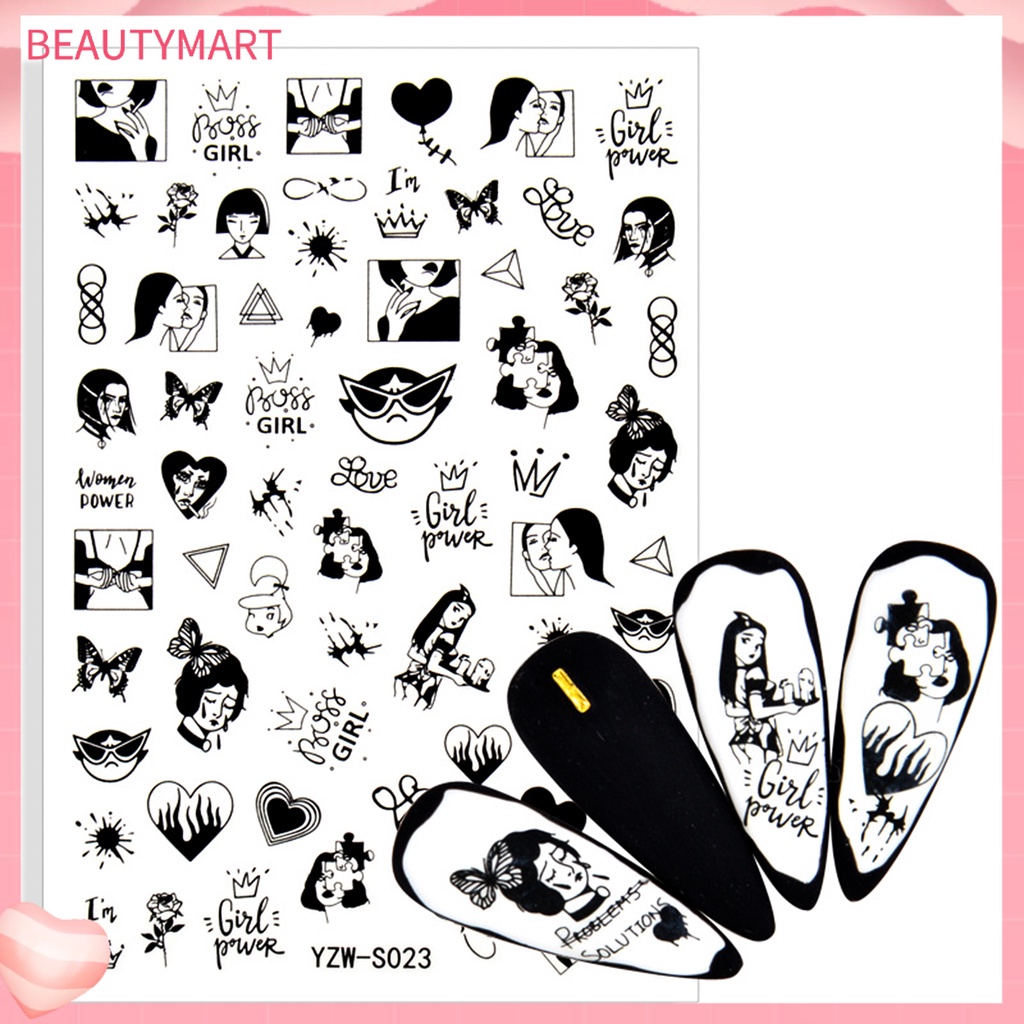 Miếng Dán Trang Trí Móng Tay Nghệ Thuật Họa Tiết Hình Học Độc Đáo