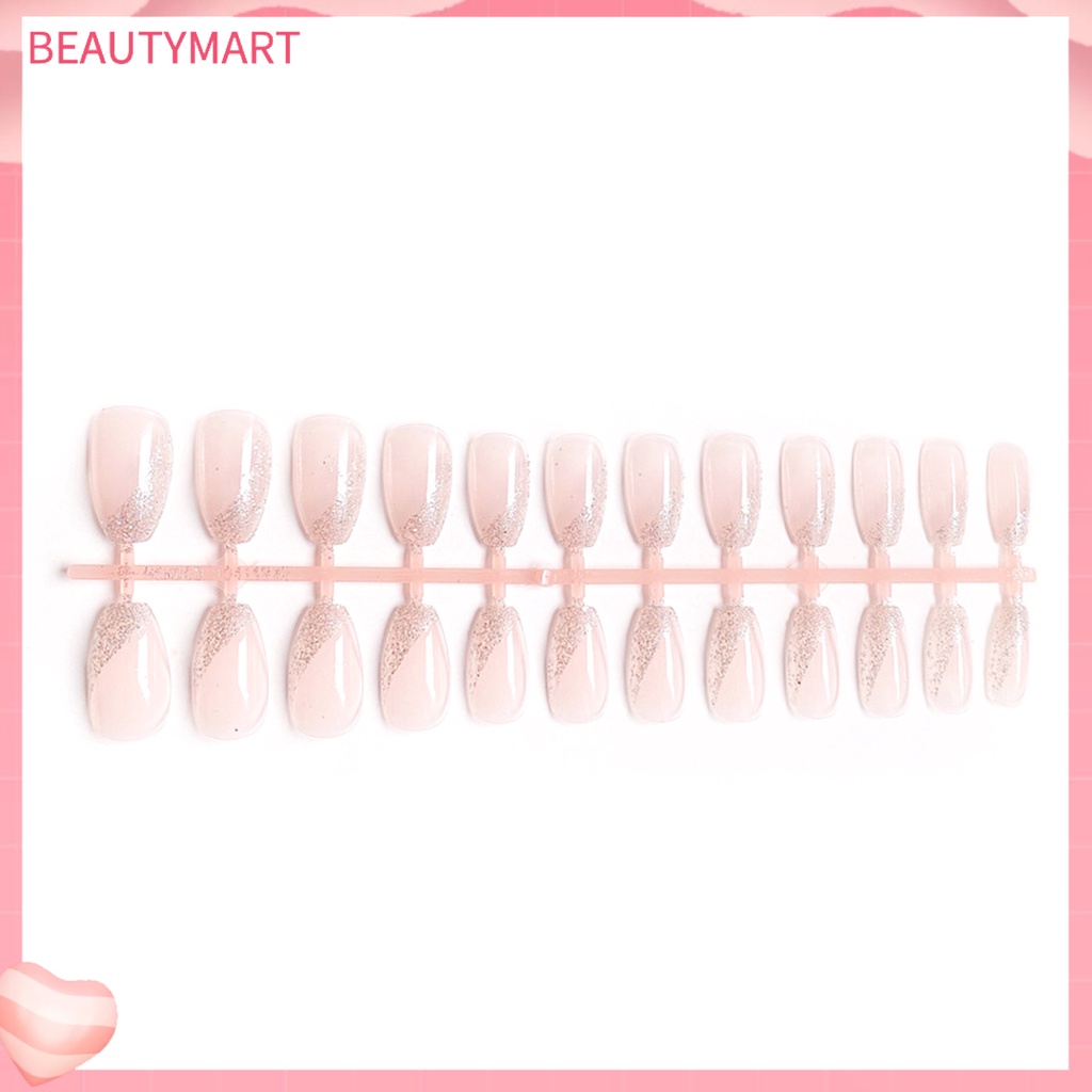 Set 24 Miếng Dán Trang Trí Móng Tay Màu Hồng Phong Cách Pháp Dễ Thương Dành Cho Bạn Gái