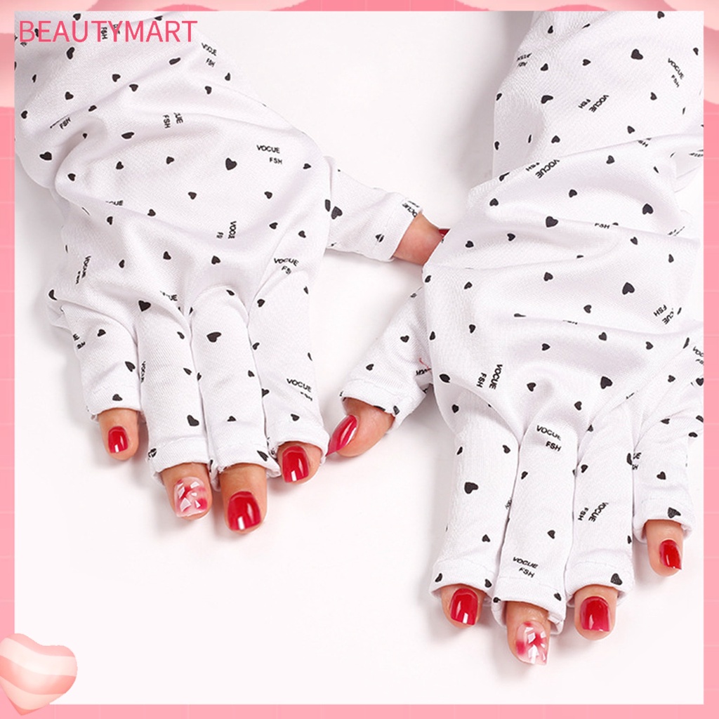 1 Đôi Găng Tay Sợi Polyester Siêu Mềm Thoáng Khí Chống Tia UV Bảo Vệ Ngón Tay Không Xơ Vải Chuyên Dụng Cho Salon Làm Móng