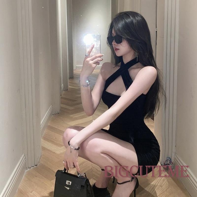 Đầm Ngắn Không Tay Hai Dây Màu Đen Thời Trang Mùa Hè Dành Cho Nữ