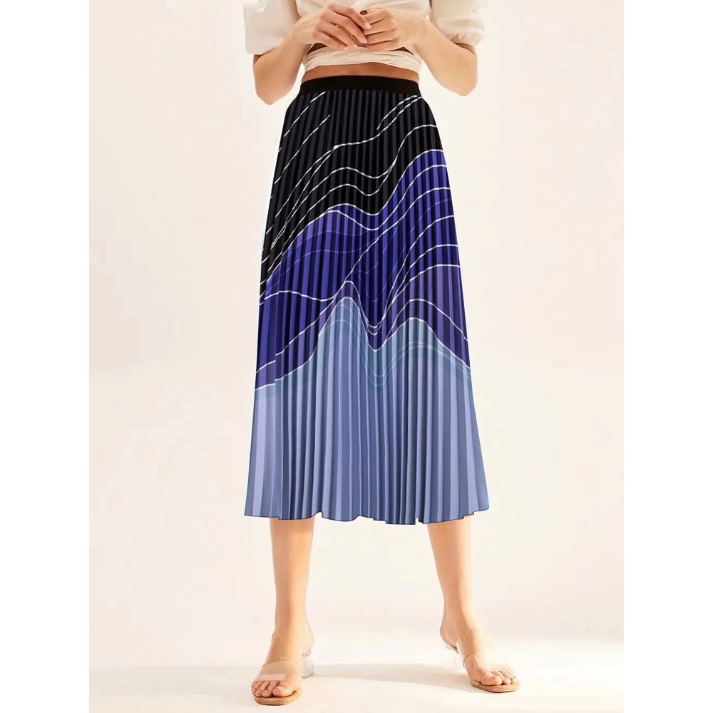 Chân Váy Xếp Ly Lưng Thun Co Giãn In Họa Tiết Phong Cách Bohemian Dành Cho Nữ