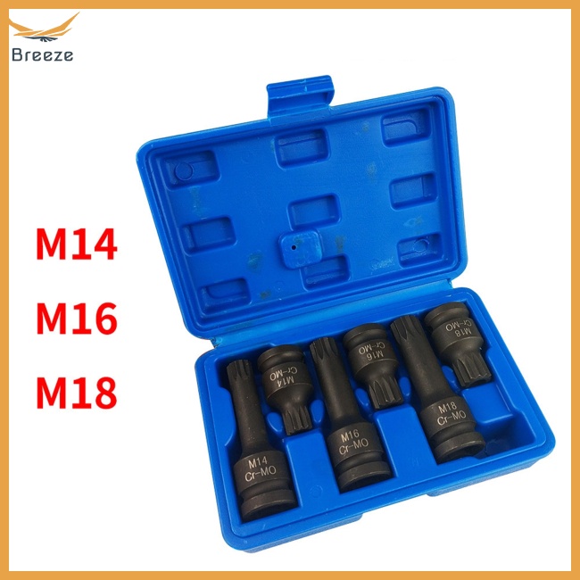 Bộ 6 Cờ Lê Ổ Cắm Khí Nén 1 / 2inch M14 M16 M18 Tích Hợp Ổ Cắm Chữ M