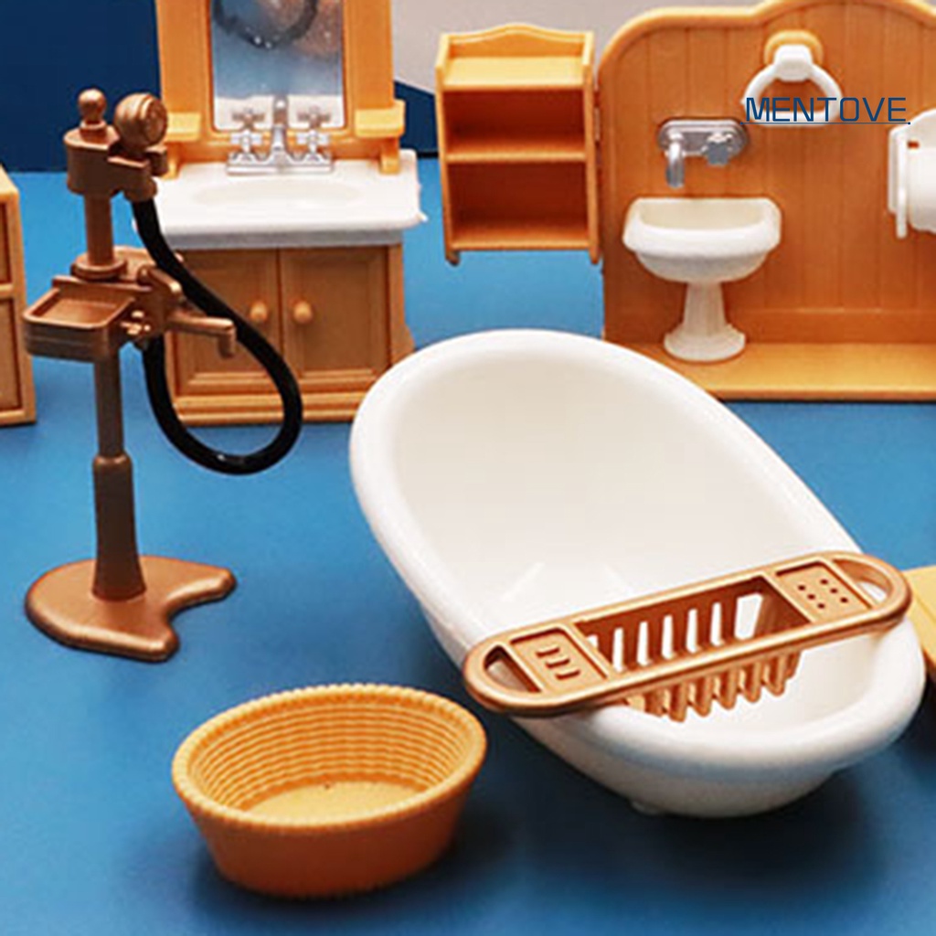 1 Bộ Mô Hình Phòng Tắm Bằng Nhựa Đẹp Mắt Cho Nhà Búp Bê