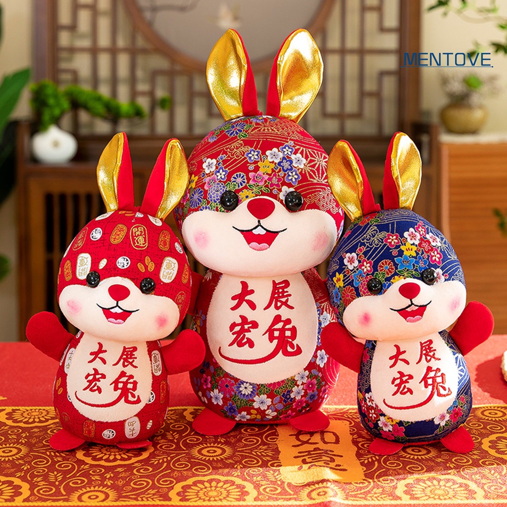 Búp Bê Nhồi Bông Hình Thỏ 3D Mềm Mại Phong Cách Trung Hoa 2023