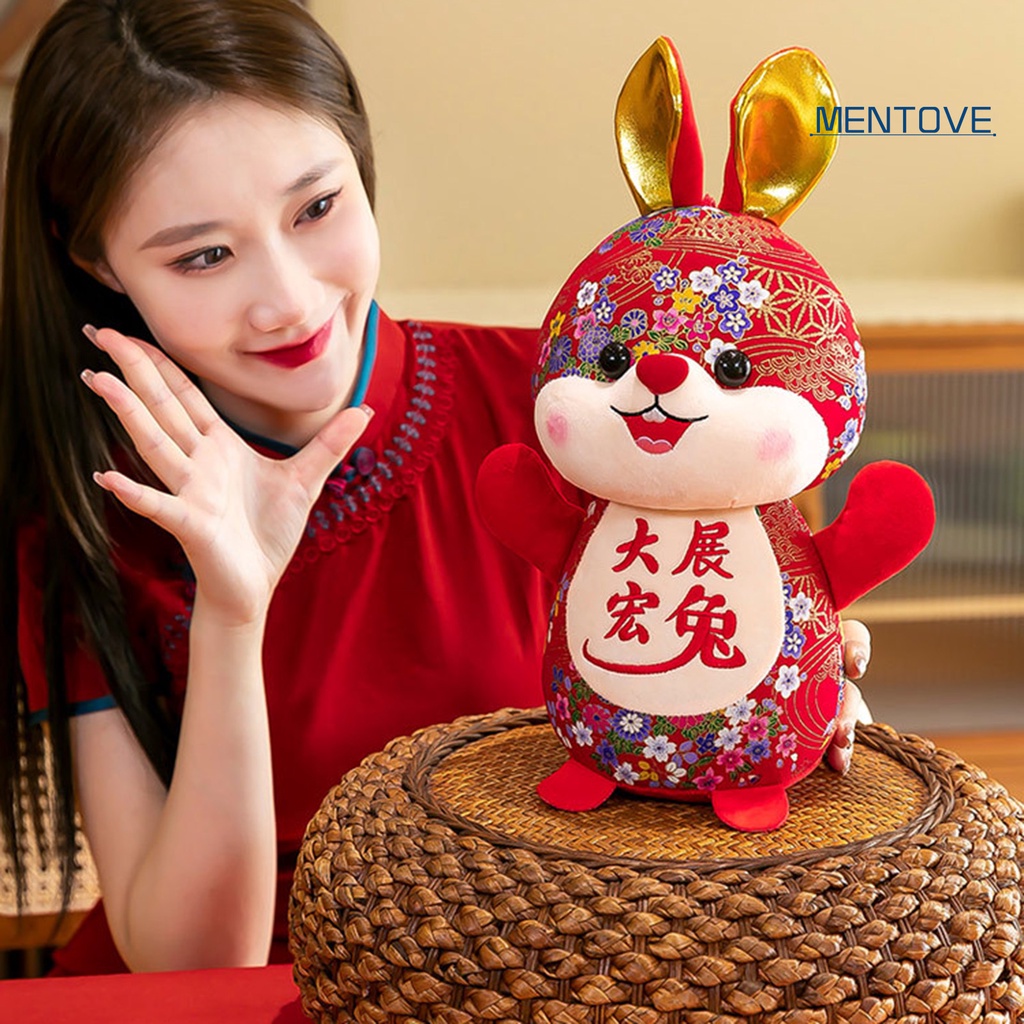 Búp Bê Nhồi Bông Hình Thỏ 3D Mềm Mại Phong Cách Trung Hoa 2023