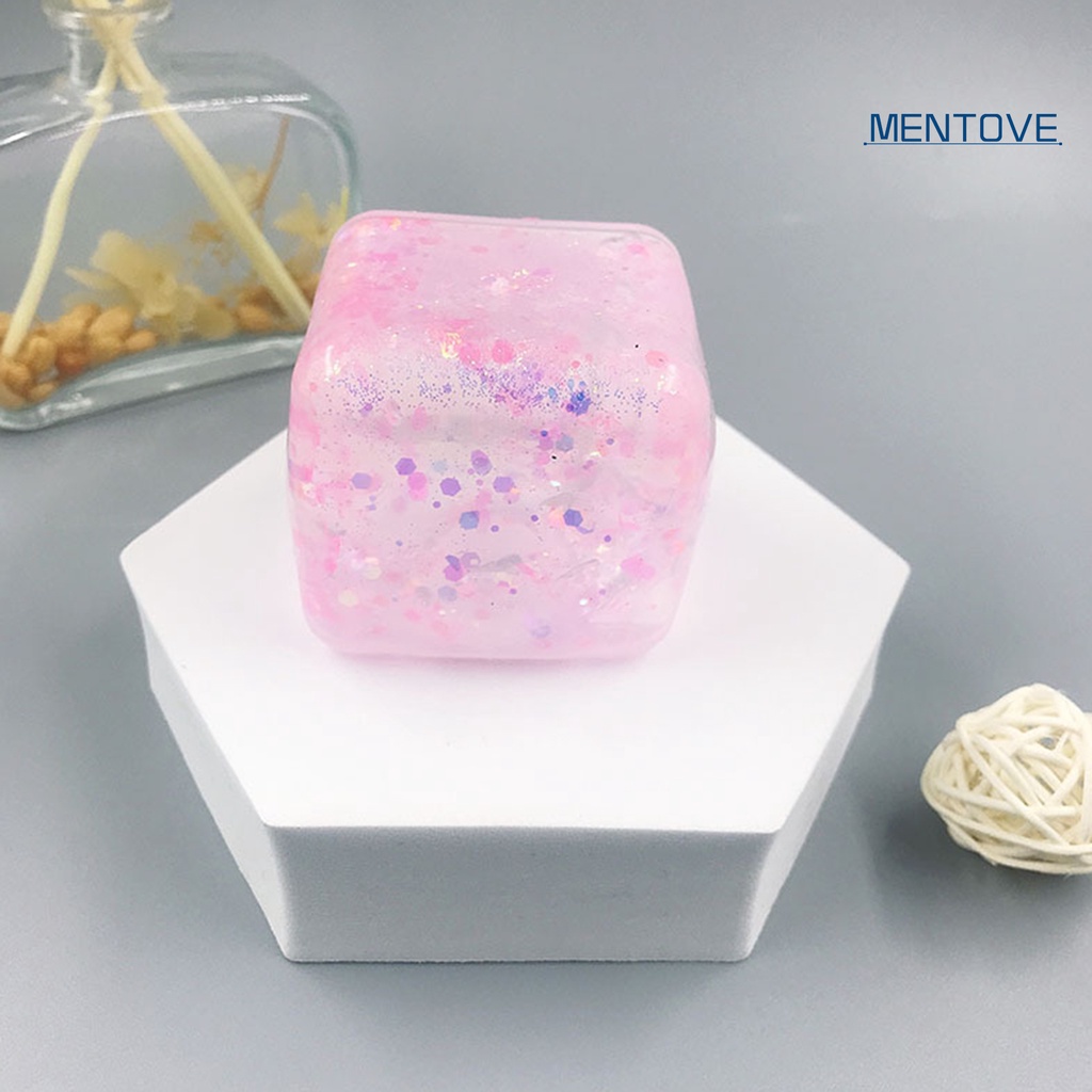 Đồ Chơi Mềm Dẻo Giảm Căng Thẳng Hình Khối Vuông Đính Kim Sa Xinh Xắn