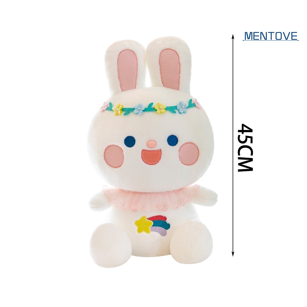 Thỏ Nhồi Bông 45cm Đeo Cổ Phối Ren Dễ Thương Dùng Làm Quà Tặng