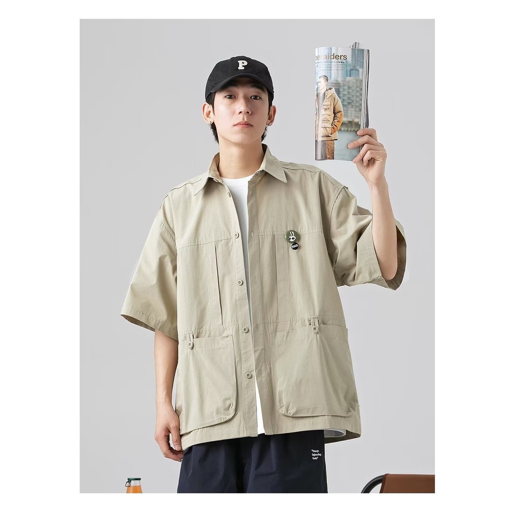 Áo Sơ Mi Tay Ngắn Dáng Rộng Thời Trang Mùa Hè 2023 Phong Cách Mới Cho Nam