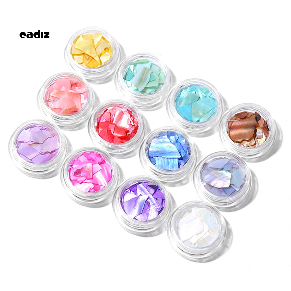 Set 12 Phụ Kiện Trang Trí Móng Tay Hình Vỏ Sò Đính Kim Sa Lấp Lánh