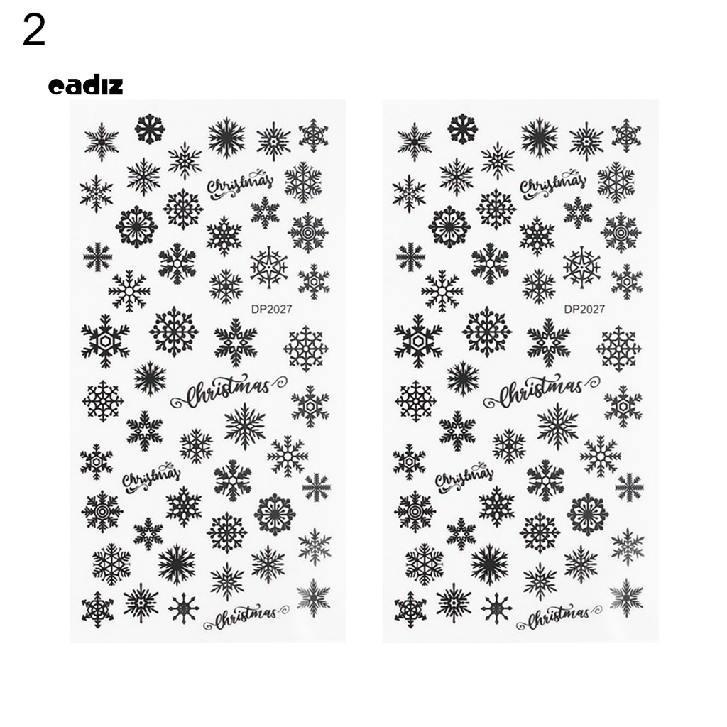 2 Miếng Dán Trang Trí Móng Tay Hình Lông Vũ / Bông Tuyết Màu Đen