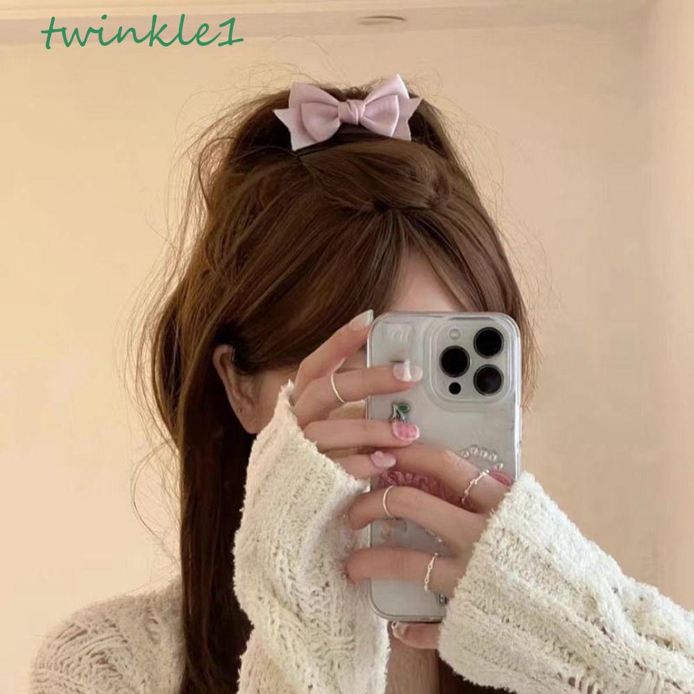 Kẹp Tóc Nơ Satin Lấp Lánh Phong Cách Lolita Hàn Quốc Ngọt Ngào Cho Nữ