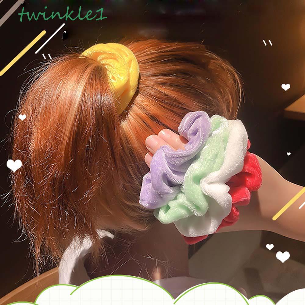 Dây Buộc Tóc Vải Nhung Co Giãn Màu Trơn Dành Cho Nữ