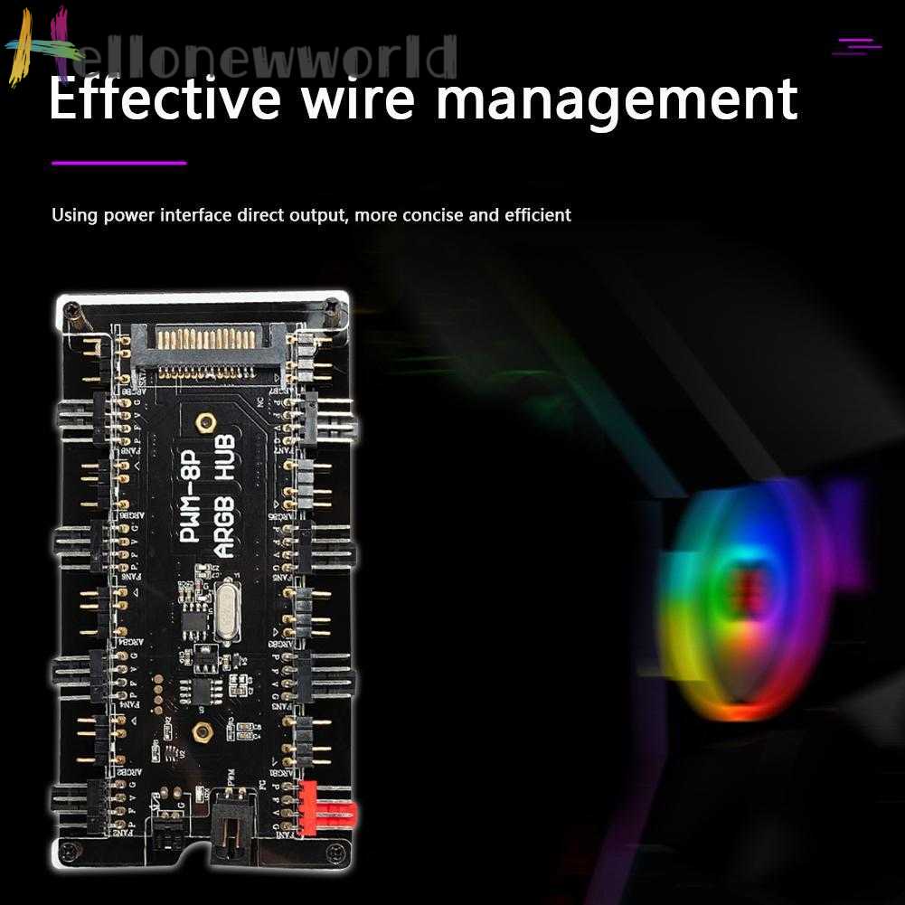 Bộ Chia Nguồn SATA Từ 1 Sang 8 Quạt 12V 4 Pin PWM ARGB