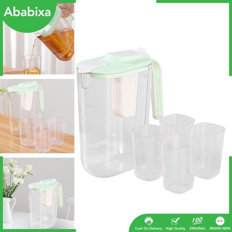 [Ababixa] Bộ Bình Đựng Nước 4 Ngăn Không Vỡ Có Nắp Đậy Dung Tích Lớn Cho Tủ Lạnh