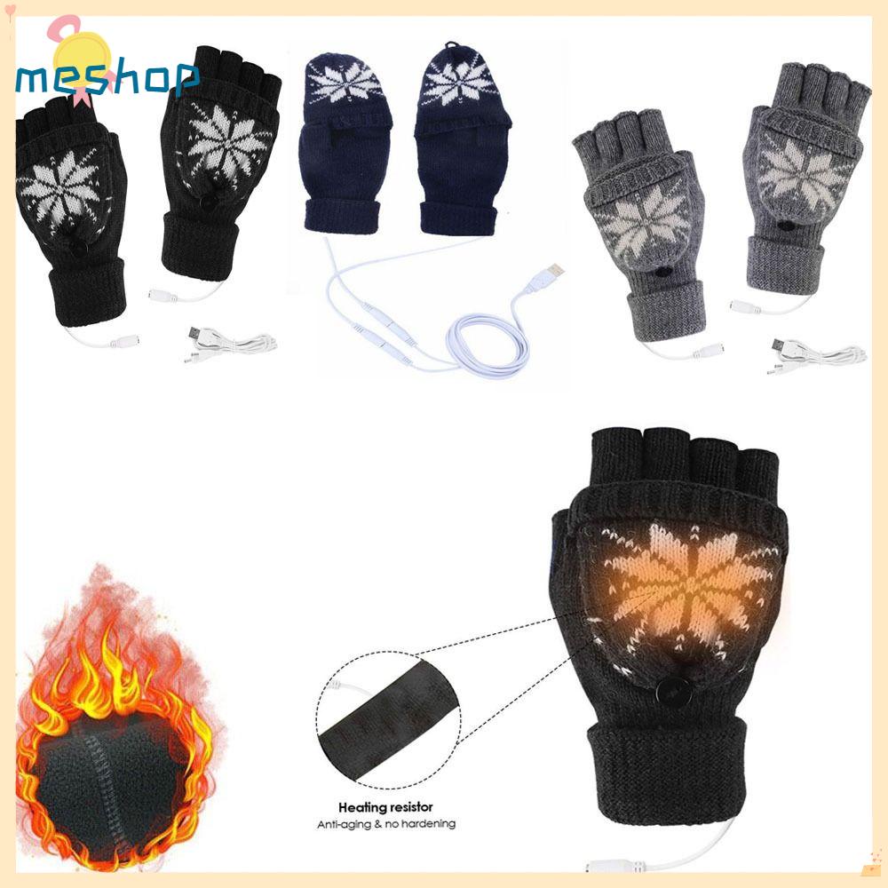 Găng Tay Hở Ngón Giữ Ấm Hai Mặt Sạc USB Tiện Dụng