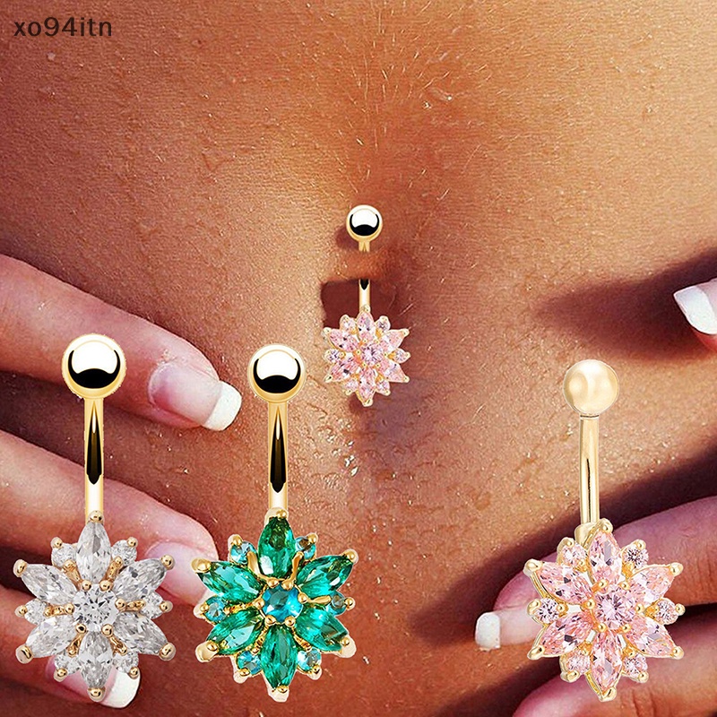 1 Khuyên Rốn Bằng Thép Không Gỉ Hình Hoa Đính Đá Quyến Rũ