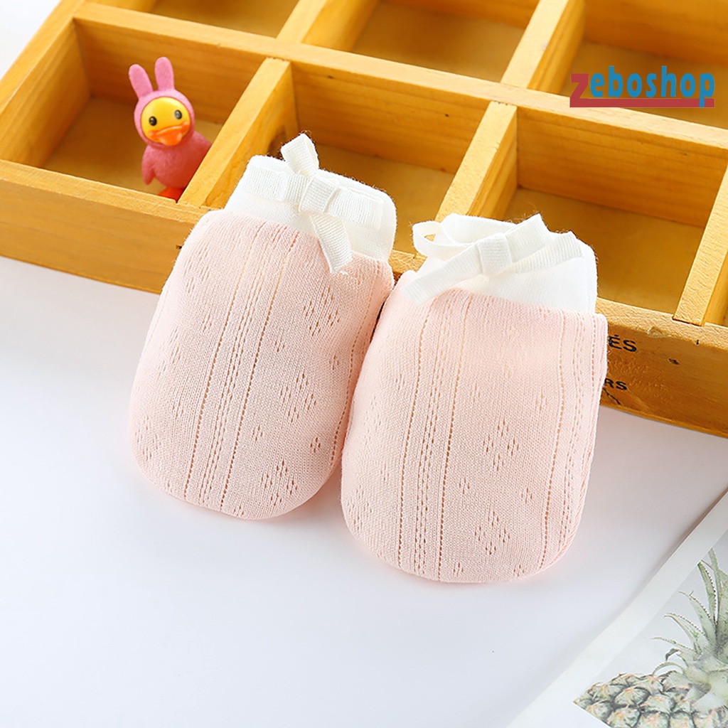 1 Đôi Găng Tay Thiết Kế Lưới Thoáng Khí Chống Trầy Xước Bảo Vệ Mặt Cho Bé Sơ Sinh