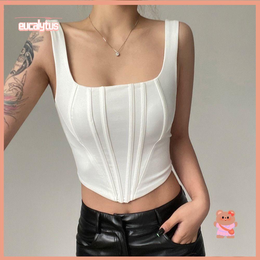 Áo Croptop Sát Nách Cổ Vuông Hở Lưng Quyến Rũ Thời Trang Mùa Hè Cho Nữ