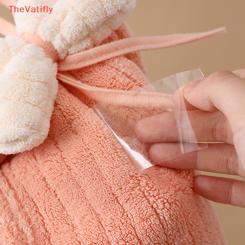 [Thevalifly] Khăn Lau Tay Sợi Nhỏ Siêu Thấm Hút Cao Hiệu Quả Cao Thắt Nơ Hoạt Hình Dễ Thương Cho Nhà Bếp Phòng Tắm