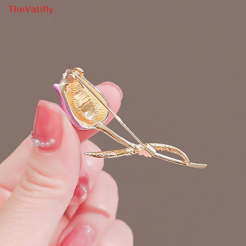 [Thevalifly] Ghim Cài Áo Hình Hoa Tulip Tráng Men Thanh Lịch Cá Tính Dành Cho Nữ Văn Phòng Bán Chạy