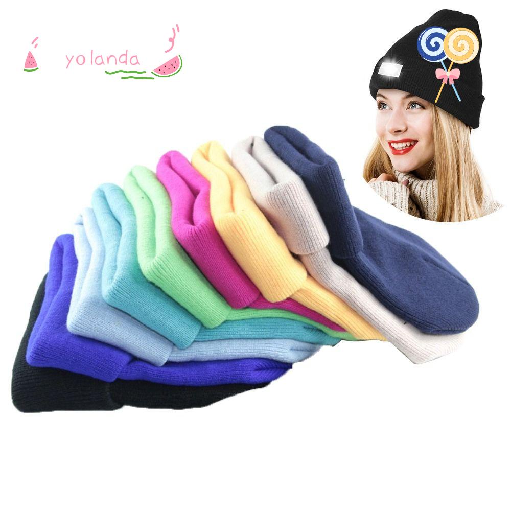 Mũ Beanie Giữ Ấm Tích Hợp Đèn LED Phong Cách Thể Thao Cho Nam Và Nữ